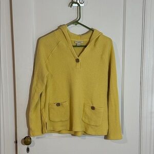 Super soft & cozy sunny yellow waffle-weave pullover hooded top, PM, Appleseed’s